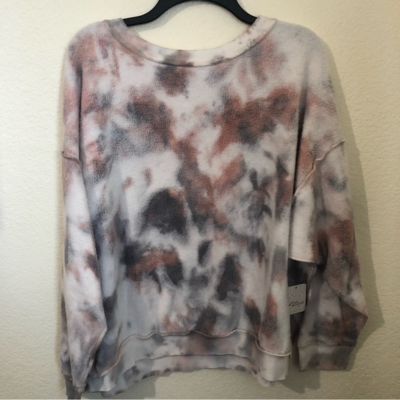 Intimately Free People XS Pajama Set Sweatshirt Shorts Tie Dye Cream $168 - Picture 3 of 9